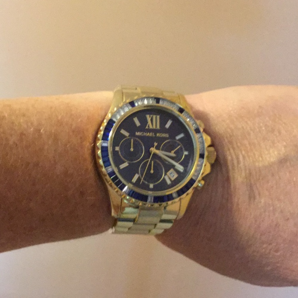 Michael Kors Women's Goldtone Watch w/Blue Dial